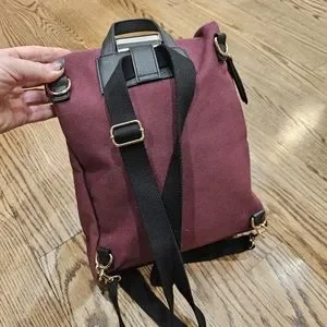 Henri Bendel New York Limited Edition Canvas Backpack/Crossbody Bag Henri Bendel Burgundy Canvas Maroon Limited Edition Backpack  main image 3